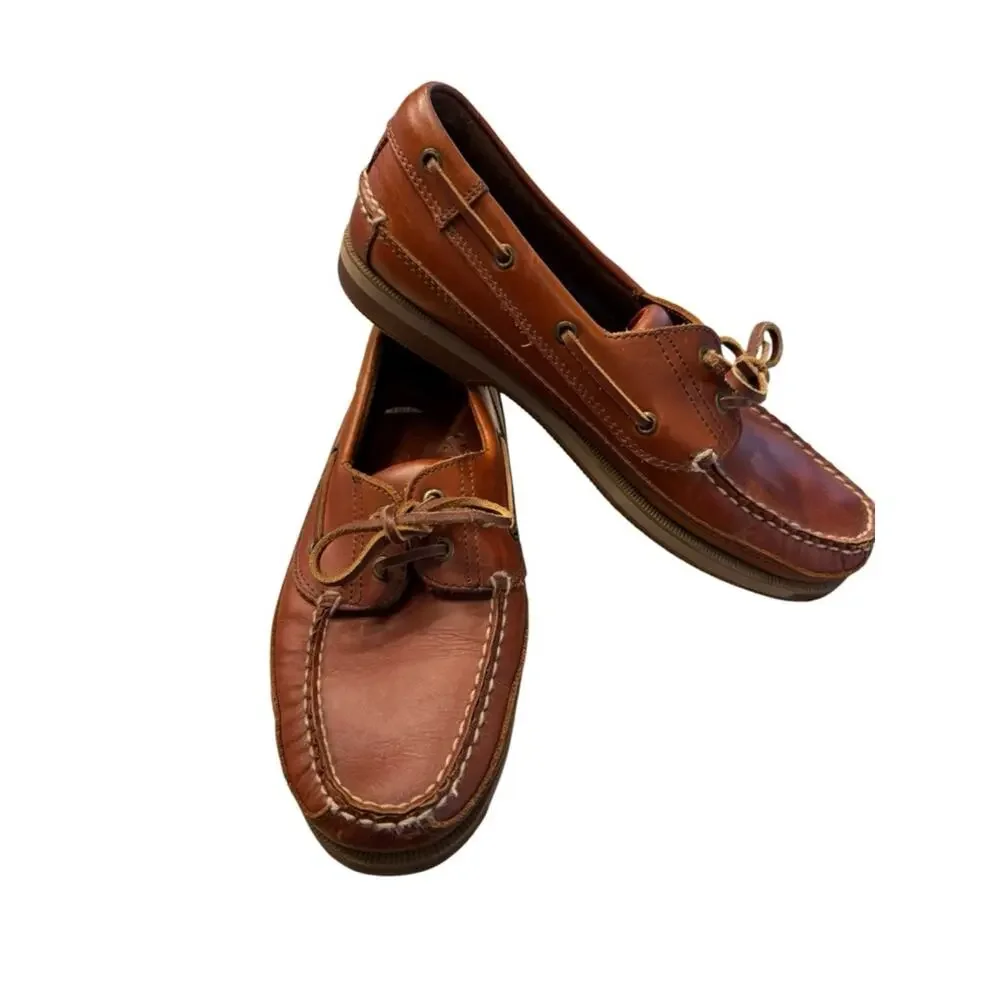 West Marine Men's 9D Brown Leather Boat Shoes